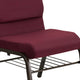 Burgundy Patterned Fabric/Gold Vein Frame |#| 18.5inchW Church Chair in Burgundy Patterned Fabric w/ Book Rack - Gold Vein Frame