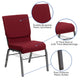 Burgundy Fabric/Silver Vein Frame |#| 18.5inchW Church Chair in Burgundy Fabric with Book Rack - Silver Vein Frame