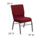 Burgundy Fabric/Silver Vein Frame |#| 18.5inchW Church Chair in Burgundy Fabric with Book Rack - Silver Vein Frame