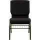 Black Dot Patterned Fabric/Gold Vein Frame |#| 18.5inchW Church Chair in Black Dot Patterned Fabric w/Book Rack - Gold Vein Frame