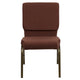 Brown Fabric/Gold Vein Frame |#| 18.5inchW Stacking Church Chair in Brown Fabric - Gold Vein Frame