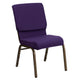 Royal Purple Fabric/Gold Vein Frame |#| 18.5inchW Stacking Church Chair in Royal Purple Fabric - Gold Vein Frame