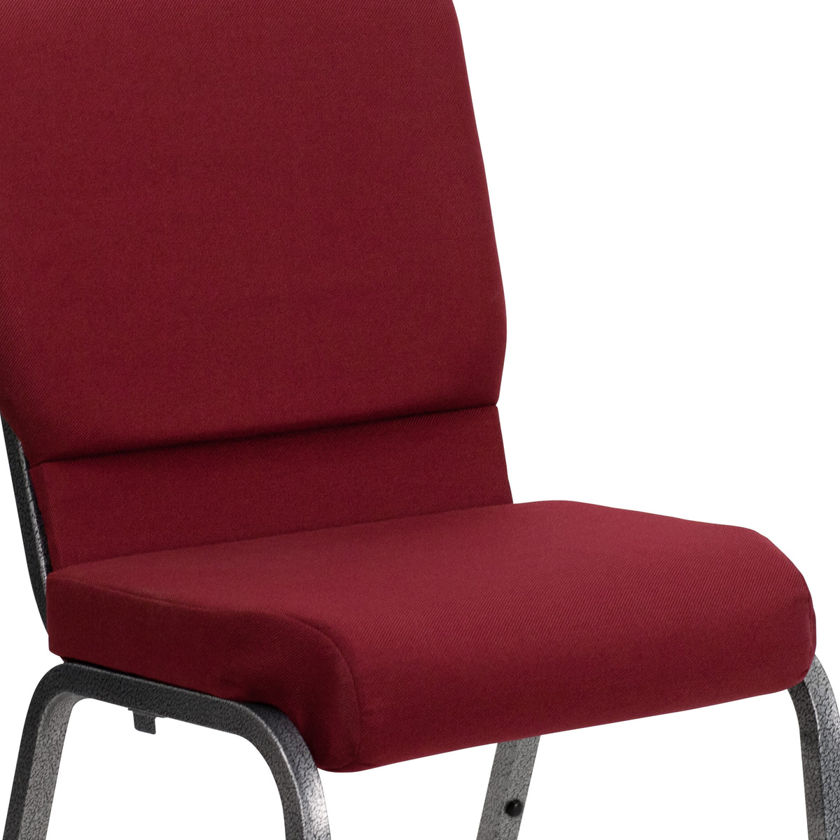 Burgundy Fabric/Silver Vein Frame |#| 18.5inchW Stacking Church Chair in Burgundy Fabric - Silver Vein Frame