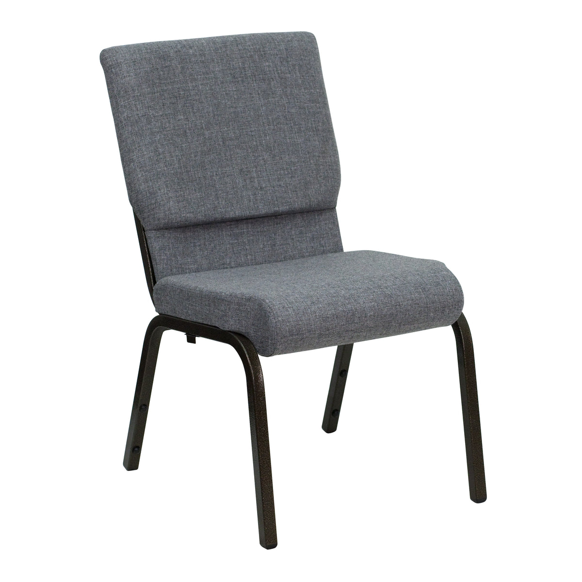 Gray Fabric/Gold Vein Frame |#| 18.5inchW Stacking Church Chair in Gray Fabric - Gold Vein Frame