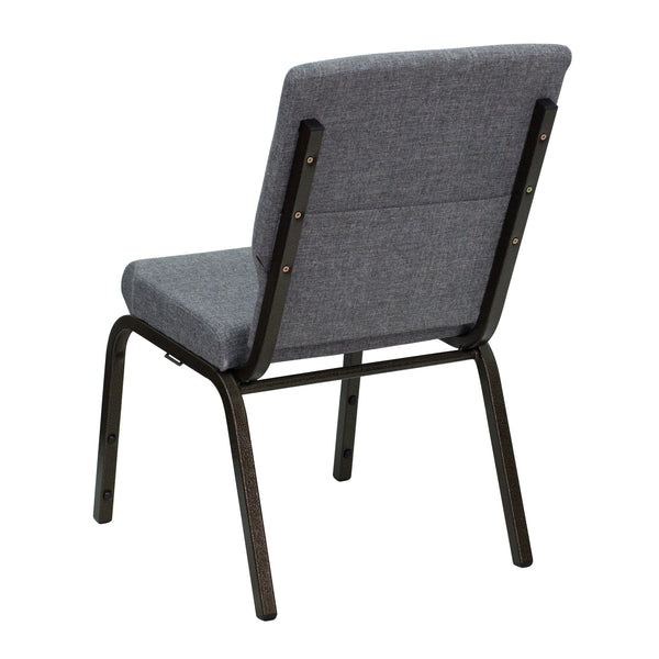 Gray Fabric/Gold Vein Frame |#| 18.5inchW Stacking Church Chair in Gray Fabric - Gold Vein Frame