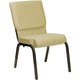 Beige Patterned Fabric/Gold Vein Frame |#| 18.5inchW Stacking Church Chair in Beige Patterned Fabric - Gold Vein Frame