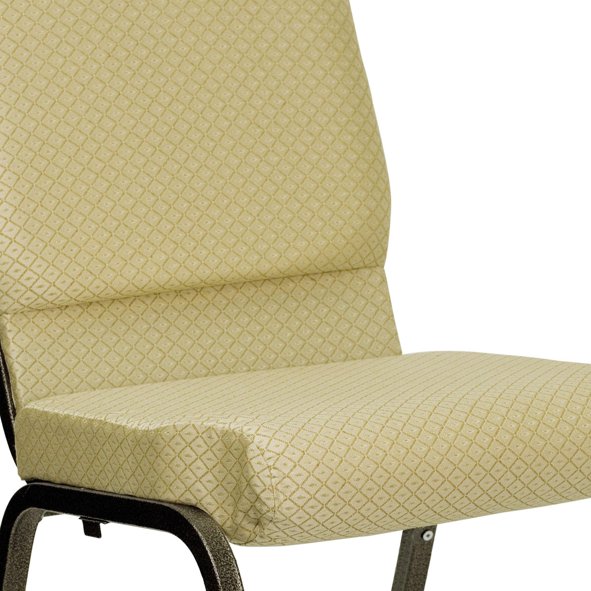 Beige Patterned Fabric/Gold Vein Frame |#| 18.5inchW Stacking Church Chair in Beige Patterned Fabric - Gold Vein Frame