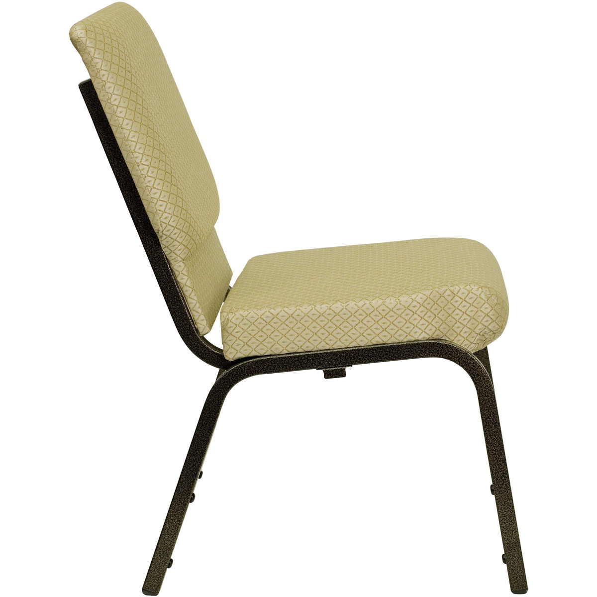 Beige Patterned Fabric/Gold Vein Frame |#| 18.5inchW Stacking Church Chair in Beige Patterned Fabric - Gold Vein Frame