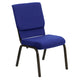 Navy Blue Fabric/Gold Vein Frame |#| 18.5inchW Stacking Church Chair in Navy Blue Fabric - Gold Vein Frame