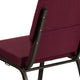 Burgundy Patterned Fabric/Gold Vein Frame |#| 18.5inchW Stacking Church Chair in Burgundy Patterned Fabric - Gold Vein Frame