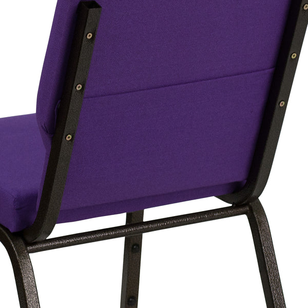 Purple Fabric/Gold Vein Frame |#| 18.5inchW Stacking Church Chair in Purple Fabric - Gold Vein Frame