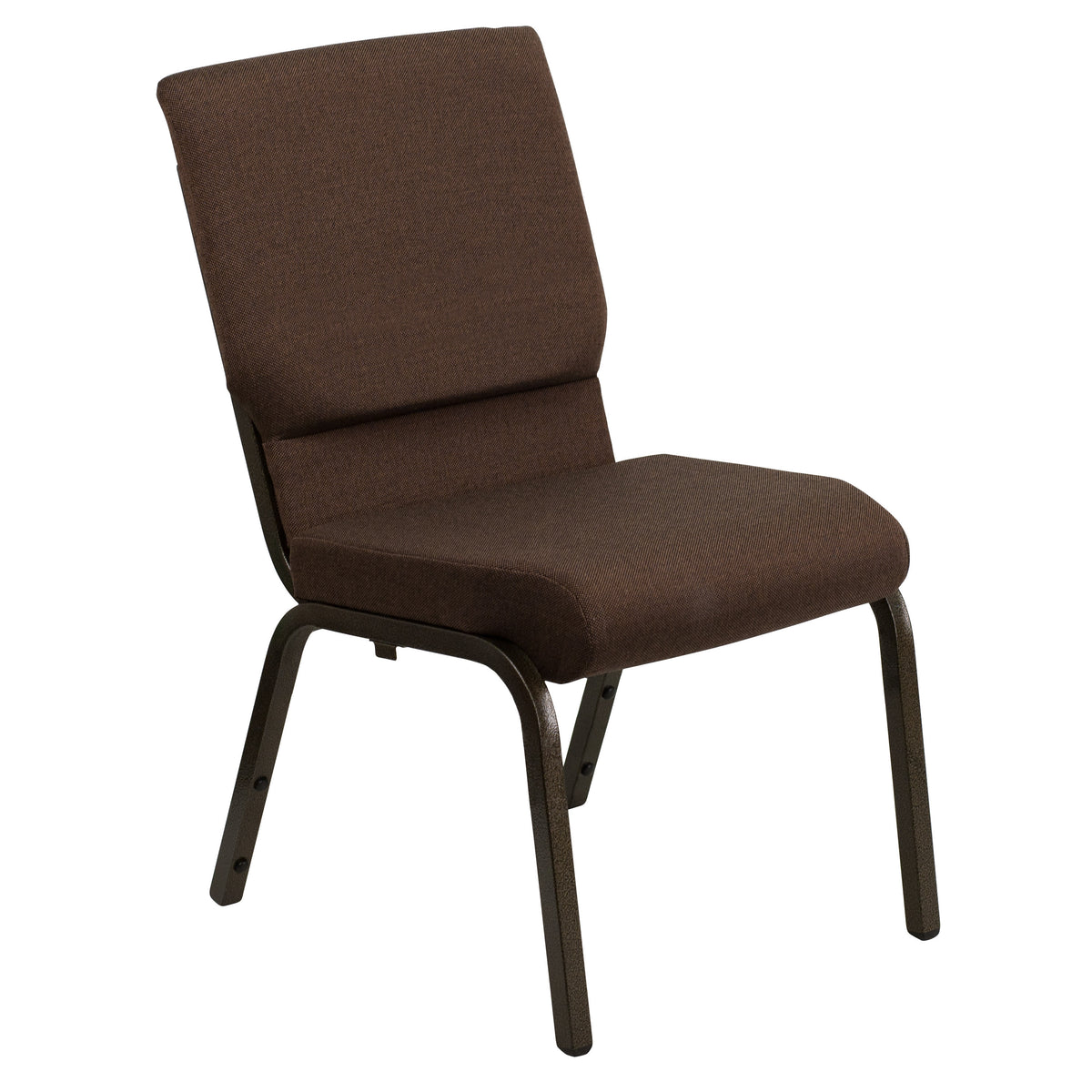 Brown Fabric/Gold Vein Frame |#| 18.5inchW Stacking Church Chair in Brown Fabric - Gold Vein Frame