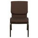 Brown Fabric/Gold Vein Frame |#| 18.5inchW Stacking Church Chair in Brown Fabric - Gold Vein Frame