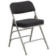 Black |#| Premium Triple Braced & Double Hinged Black Pin-Dot Fabric Metal Folding Chair