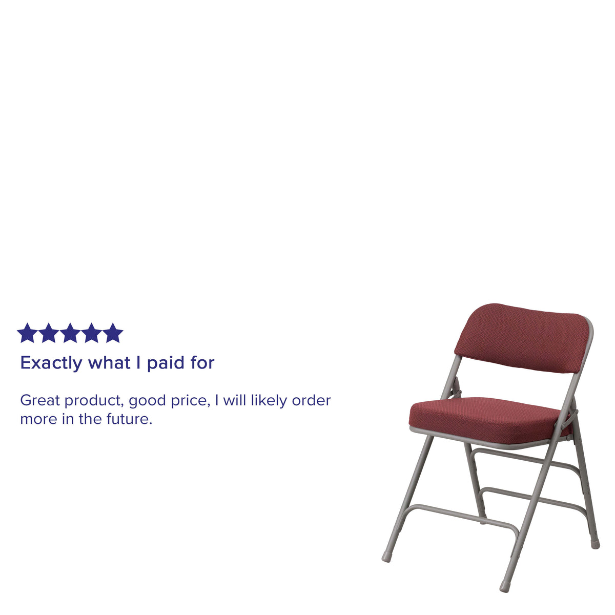 Burgundy |#| 18inchW Premium Triple Braced & Double Hinged Burgundy Fabric Metal Folding Chair