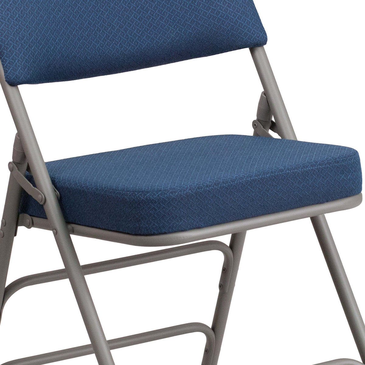 Navy |#| 18inchW Premium Triple Braced & Double Hinged Navy Fabric Metal Folding Chair