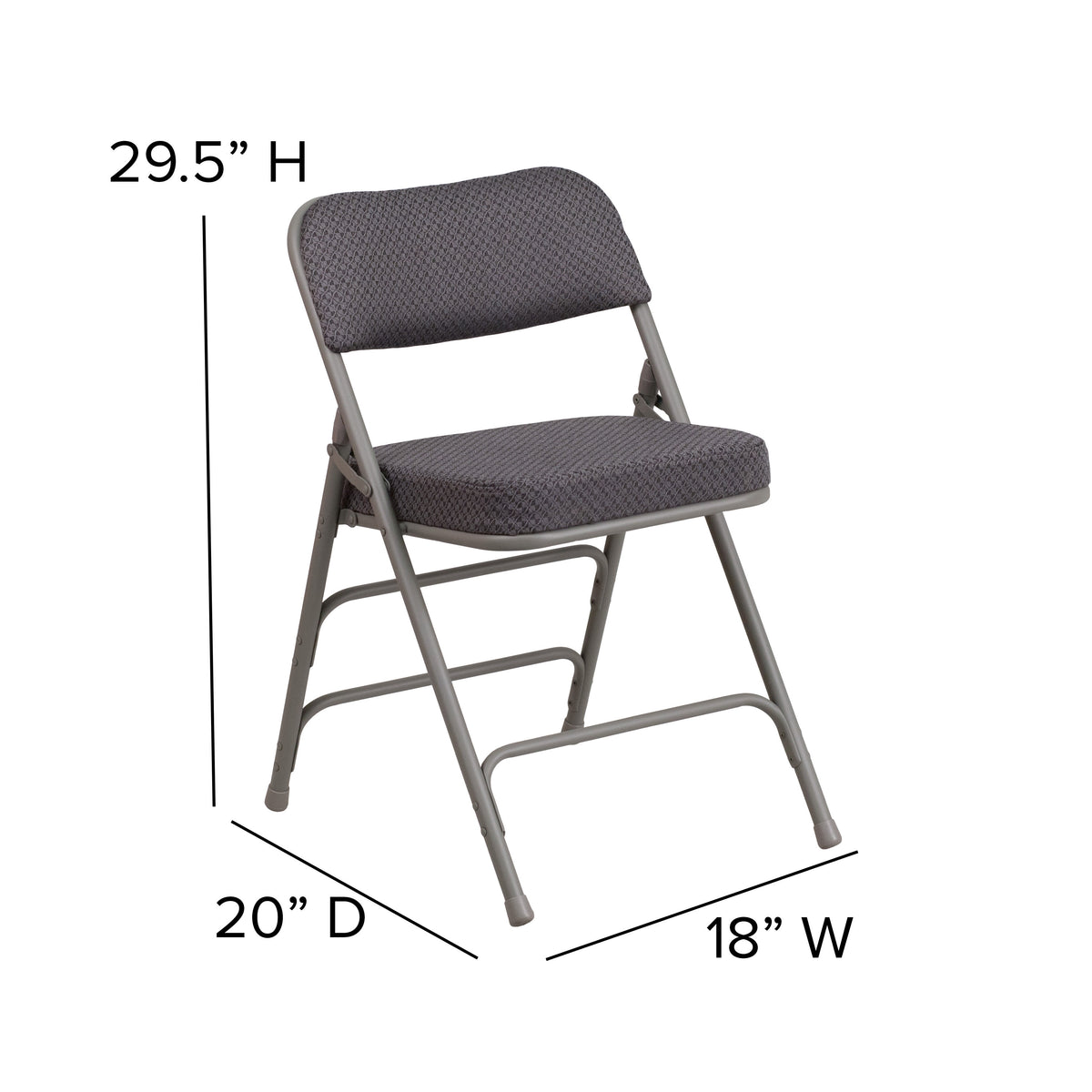 Gray |#| 18inchW Premium Triple Braced & Double Hinged Gray Fabric Metal Folding Chair