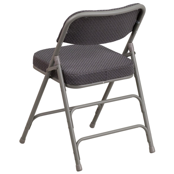 Gray |#| 18inchW Premium Triple Braced & Double Hinged Gray Fabric Metal Folding Chair