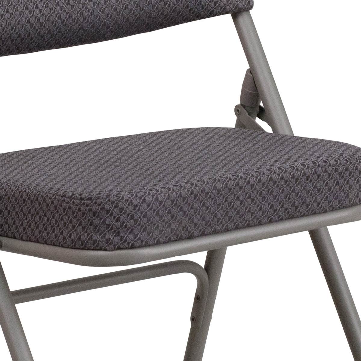 Gray |#| 18inchW Premium Triple Braced & Double Hinged Gray Fabric Metal Folding Chair