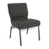 Dark Gray Fabric/Silver Vein Frame |#| 21"W Church Chair in Dark Gray Fabric with Book Rack - Silver Vein Frame