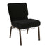 Black Dot Patterned Fabric/Gold Vein Frame |#| 21"W Church Chair in Black Dot Patterned Fabric with Cup Book Rack - Gold Frame