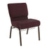 Plum Fabric/Gold Vein Frame |#| 21"W Church Chair in Plum Fabric with Cup Book Rack - Gold Vein Frame