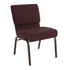 Plum Fabric/Gold Vein Frame |#| 21"W Stacking Church Chair in Plum Fabric - Gold Vein Frame