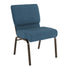 Blue Fabric/Gold Vein Frame |#| 21"W Stacking Church Chair in Blue Fabric - Gold Vein Frame