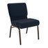 Navy Blue Dot Patterned Fabric/Gold Vein Frame |#| 21"W Stacking Church Chair in Navy Blue Dot Patterned Fabric - Gold Vein Frame