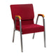 Burgundy Fabric/Silver Vein Frame |#| 21inch Stackable Church Chair with Arms in Burgundy Fabric - Silver Vein Frame