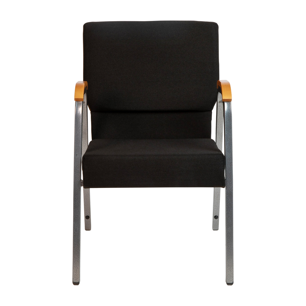 Black Fabric/Silver Vein Frame |#| 21inch Stackable Church Chair with Arms in Black Fabric - Silver Vein Frame