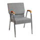 Gray Fabric/Silver Vein Frame |#| 21inch Stackable Church Chair with Arms in Gray Fabric - Silver Vein Frame