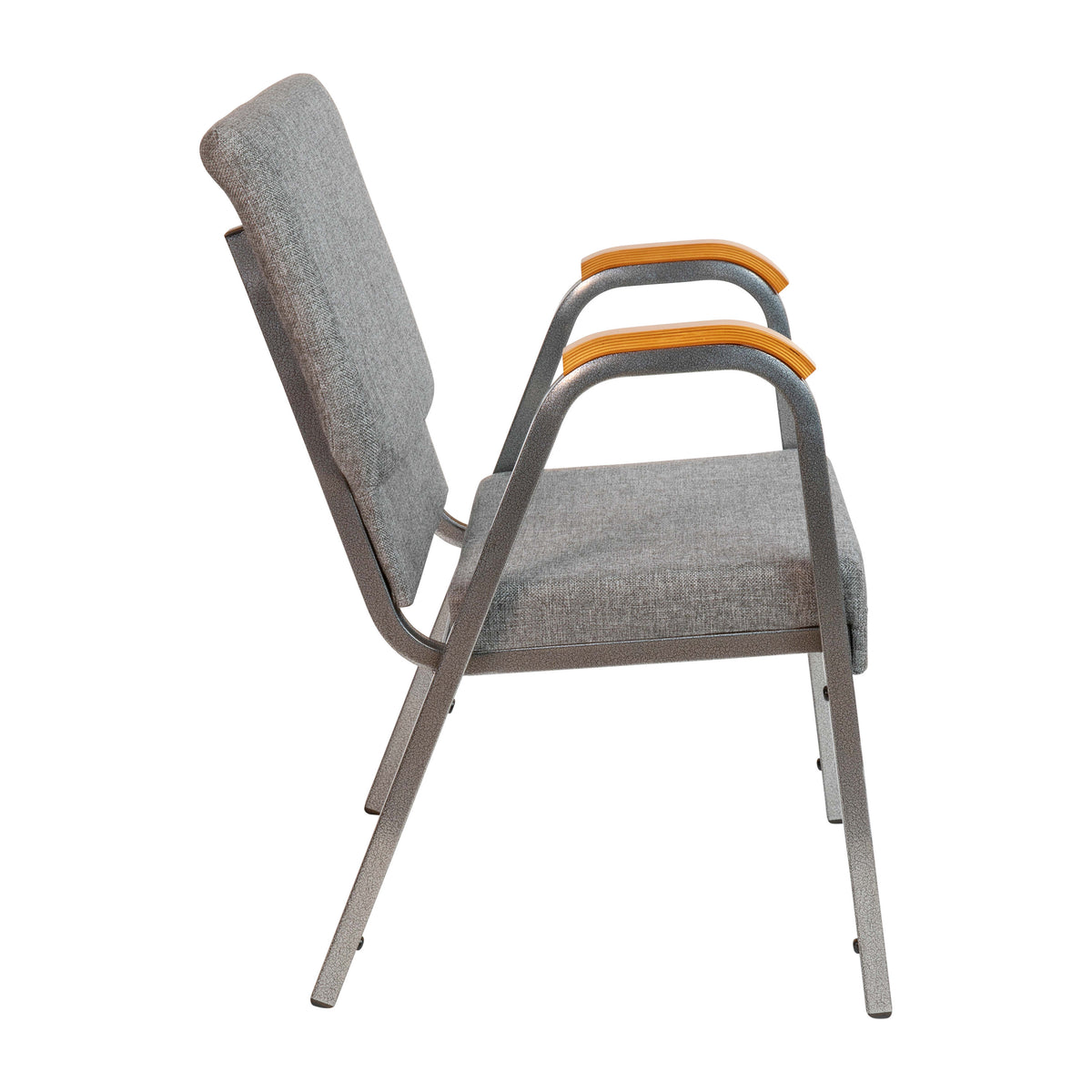 Gray Fabric/Silver Vein Frame |#| 21inch Stackable Church Chair with Arms in Gray Fabric - Silver Vein Frame