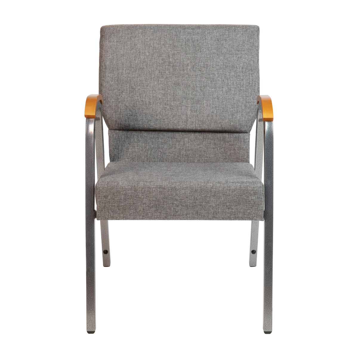 Gray Fabric/Silver Vein Frame |#| 21inch Stackable Church Chair with Arms in Gray Fabric - Silver Vein Frame