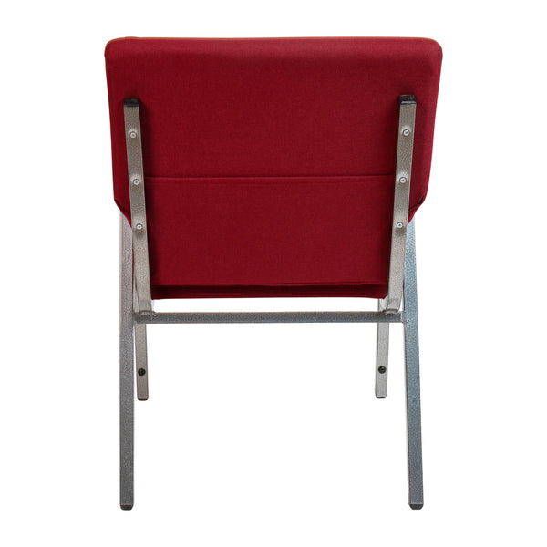 Burgundy Fabric/Silver Vein Frame |#| 21inch Stackable Church Chair with Arms in Burgundy Fabric - Silver Vein Frame