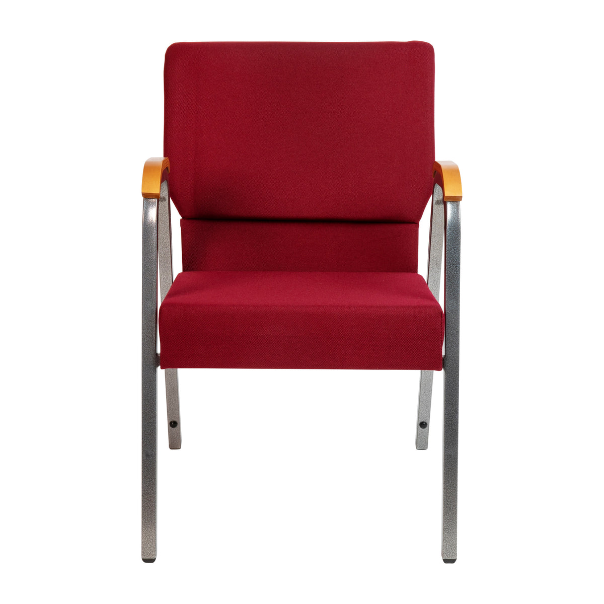 Burgundy Fabric/Silver Vein Frame |#| 21inch Stackable Church Chair with Arms in Burgundy Fabric - Silver Vein Frame