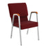 Burgundy Fabric/Silver Vein Frame |#| 21" Stackable Church Chair with Arms in Burgundy Fabric - Silver Vein Frame