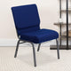 Navy Blue Fabric/Silver Vein Frame |#| 21inchW Church Chair in Navy Blue Fabric with Cup Book Rack - Silver Vein Frame