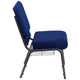 Navy Blue Fabric/Silver Vein Frame |#| 21inchW Church Chair in Navy Blue Fabric with Cup Book Rack - Silver Vein Frame