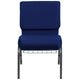 Navy Blue Fabric/Silver Vein Frame |#| 21inchW Church Chair in Navy Blue Fabric with Cup Book Rack - Silver Vein Frame