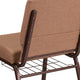 Caramel Fabric/Copper Vein Frame |#| 21inchW Church Chair in Caramel Fabric with Cup Book Rack - Copper Vein Frame