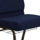 Navy Blue Dot Patterned Fabric/Gold Vein Frame |#| 21inchW Church Chair in Navy Blue Dot Patterned Fabric with Book Rack-Gold Frame