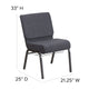 Dark Gray Fabric/Silver Vein Frame |#| 21inchW Church Chair in Dark Gray Fabric with Book Rack - Silver Vein Frame