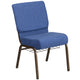 Blue Fabric/Gold Vein Frame |#| 21inchW Church Chair in Blue Fabric with Cup Book Rack - Gold Vein Frame