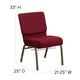 Burgundy Fabric/Gold Vein Frame |#| 21inchW Church Chair in Burgundy Fabric with Cup Book Rack - Gold Vein Frame