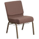 Brown Dot Fabric/Gold Vein Frame |#| 21inchW Church Chair in Brown Dot Fabric with Book Rack - Gold Vein Frame