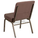 Brown Dot Fabric/Gold Vein Frame |#| 21inchW Church Chair in Brown Dot Fabric with Book Rack - Gold Vein Frame