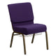 Royal Purple Fabric/Gold Vein Frame |#| 21inchW Church Chair in Royal Purple Fabric with Cup Book Rack - Gold Vein Frame