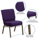 Royal Purple Fabric/Gold Vein Frame |#| 21inchW Church Chair in Royal Purple Fabric with Cup Book Rack - Gold Vein Frame