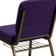 Royal Purple Fabric/Gold Vein Frame |#| 21inchW Church Chair in Royal Purple Fabric with Cup Book Rack - Gold Vein Frame